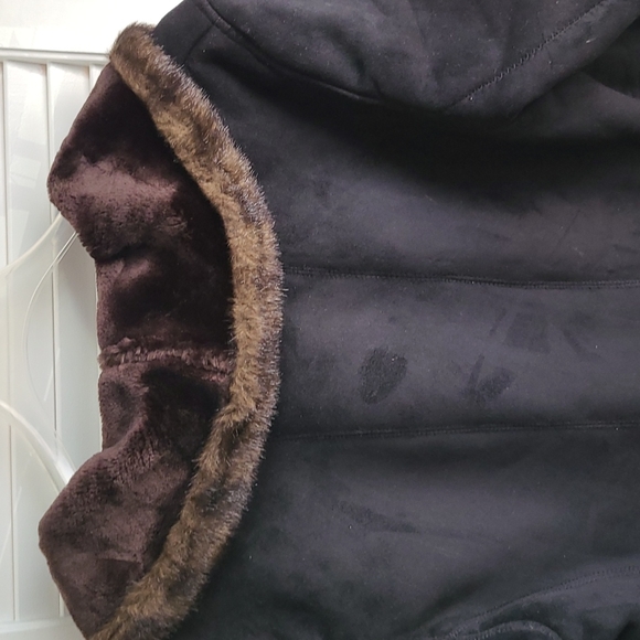 NWT Jones New York Black Chocolate 🍫 Shearling Suede Coat Jacket Size Large - Picture 6 of 8